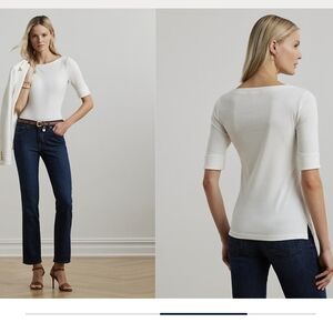 Lauren Ralph Lauren Stretch Cotton Boatneck Tee